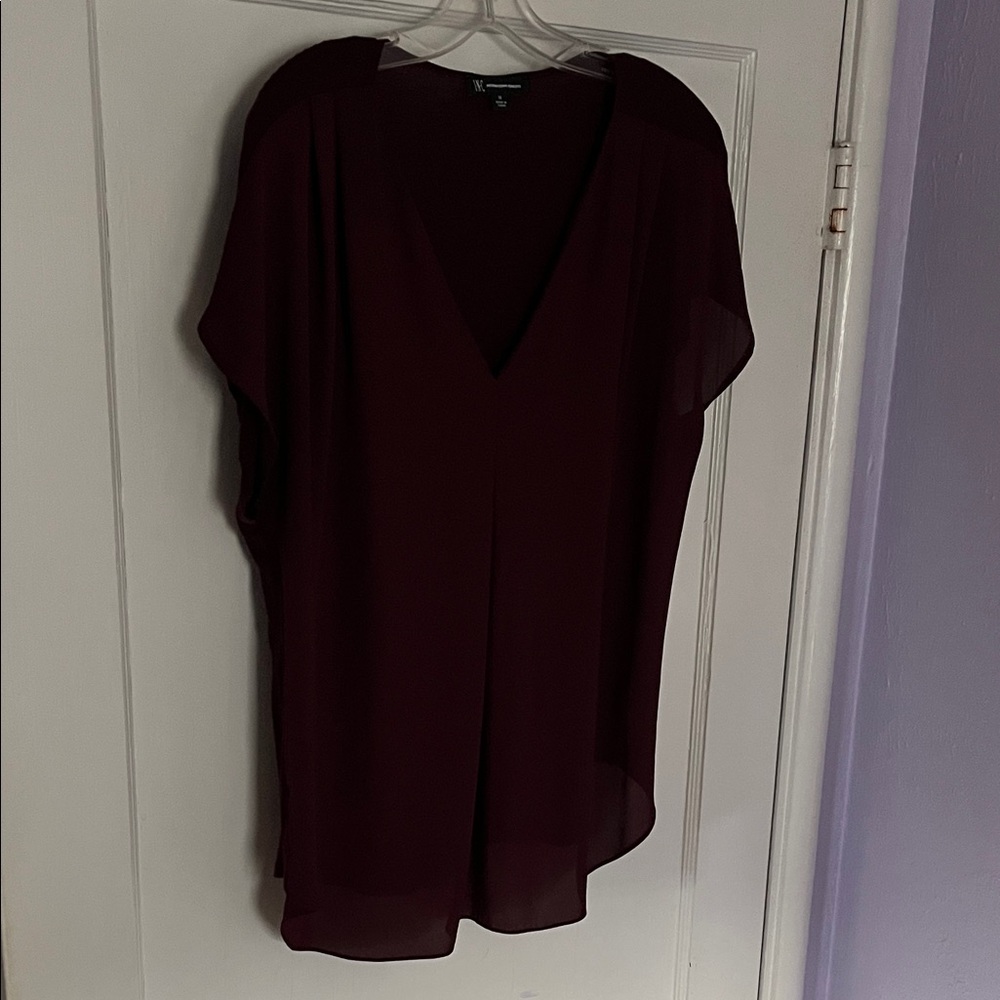 Elegant Burgundy V-Neck Women's Top